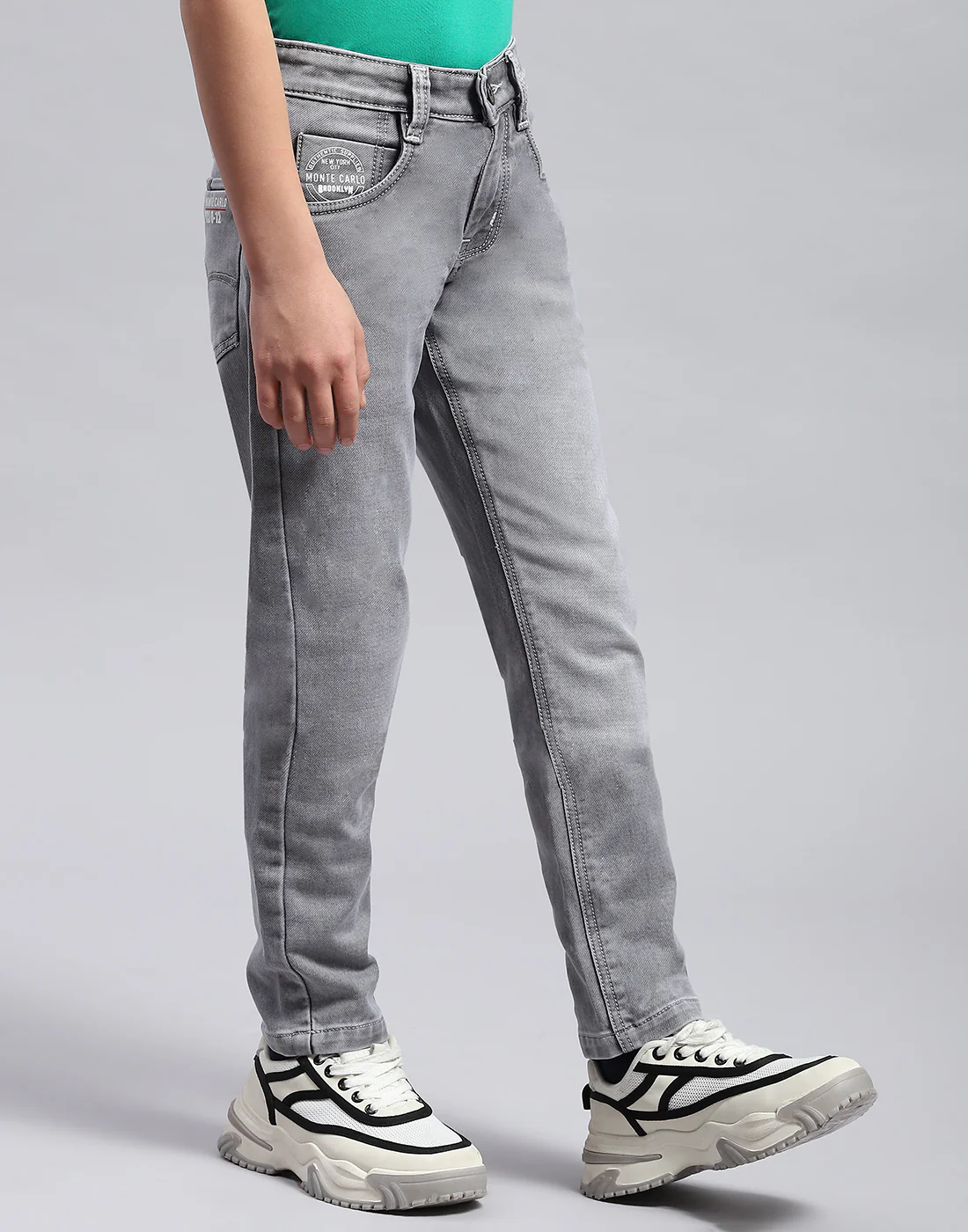 Boys Grey Light Wash Slim Fit Denim - Image 4