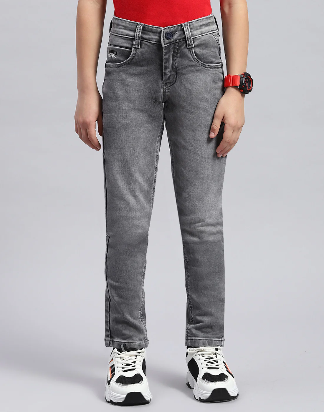 Boys Grey Light Wash Slim Fit Denim - Image 2