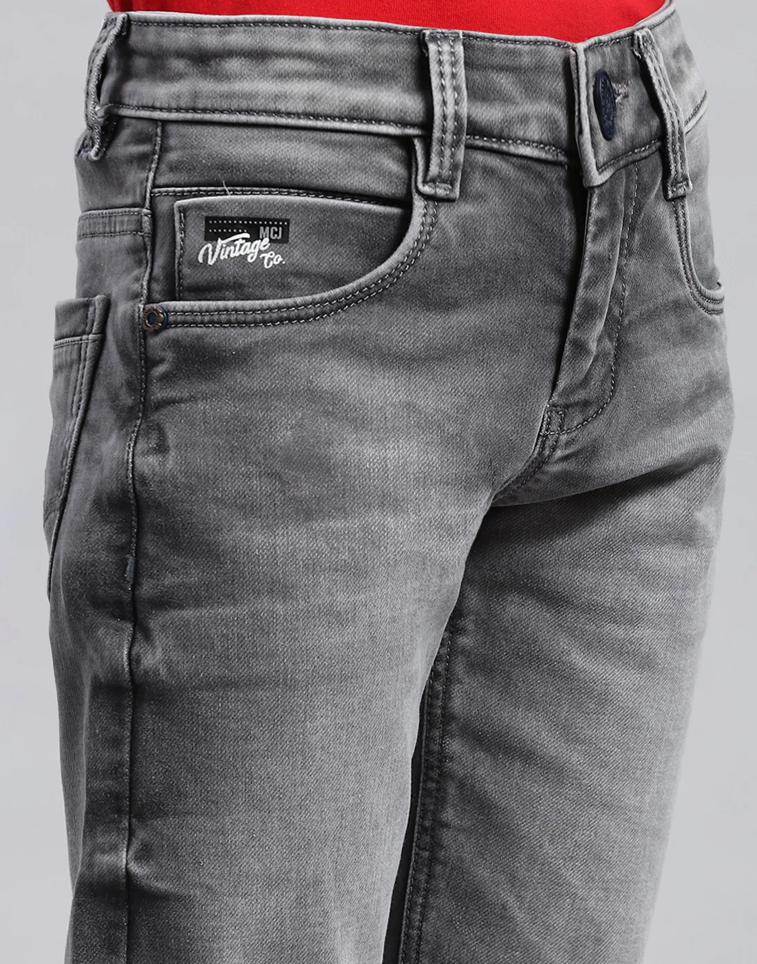 Boys Grey Light Wash Slim Fit Denim - Image 6