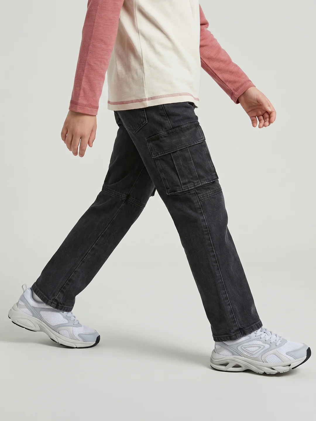 Boys Grey Light Wash Straight Fit Cargo - Image 2