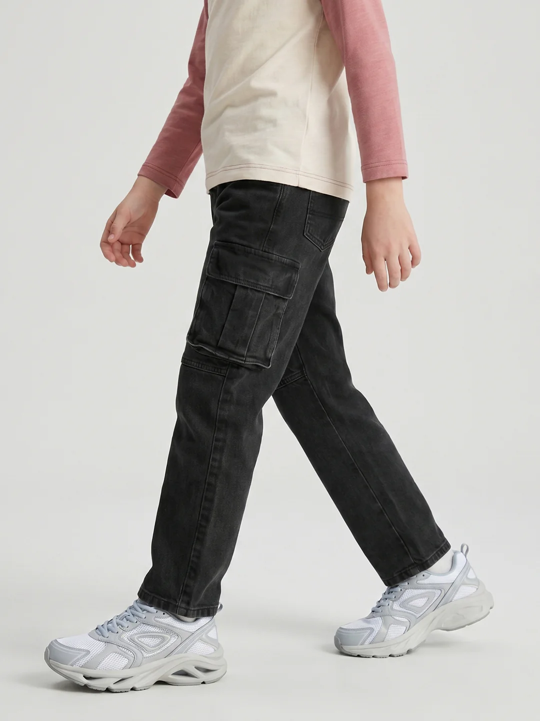 Boys Grey Light Wash Straight Fit Cargo - Image 3