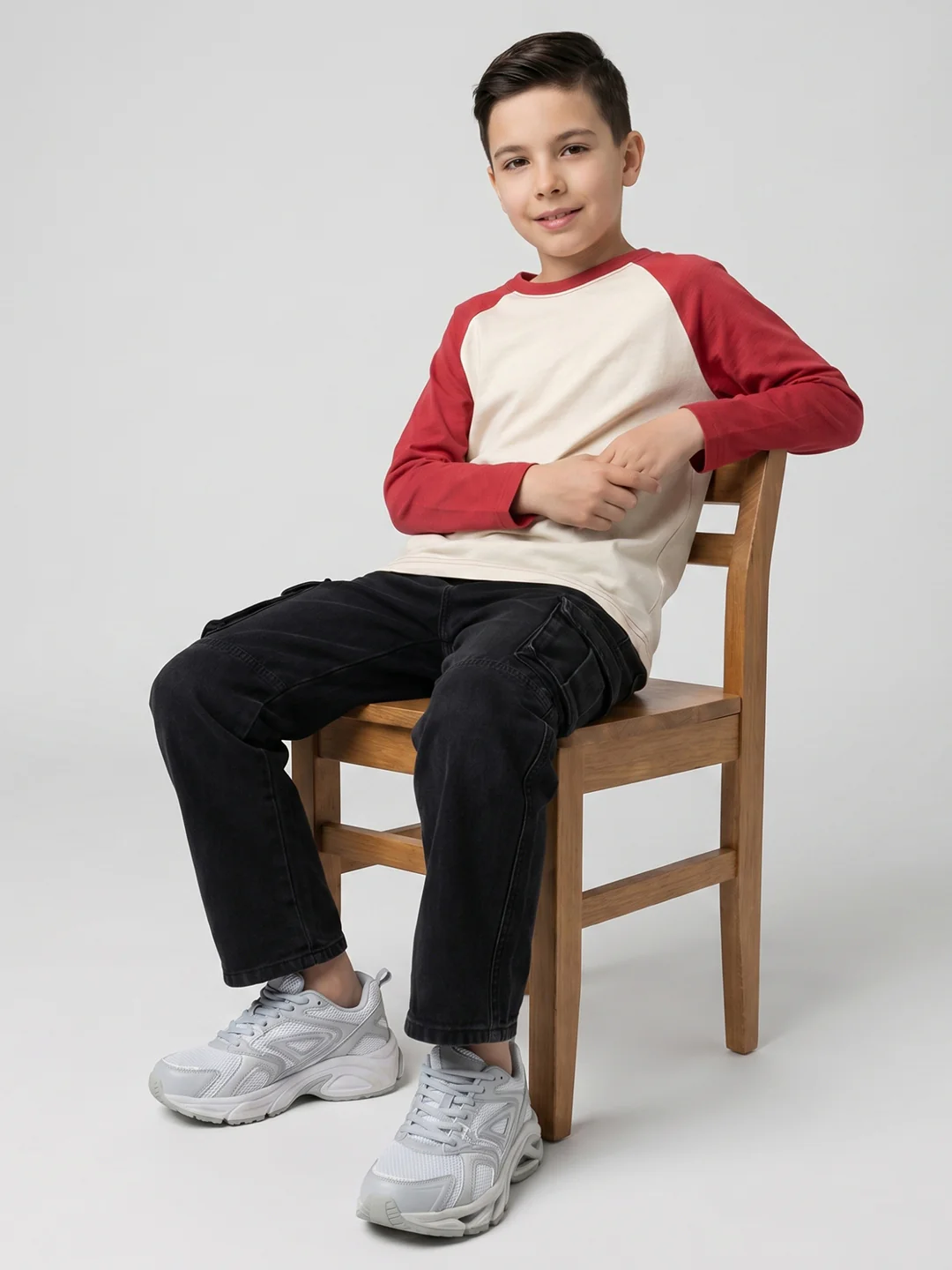 Boys Grey Light Wash Straight Fit Cargo - Image 5