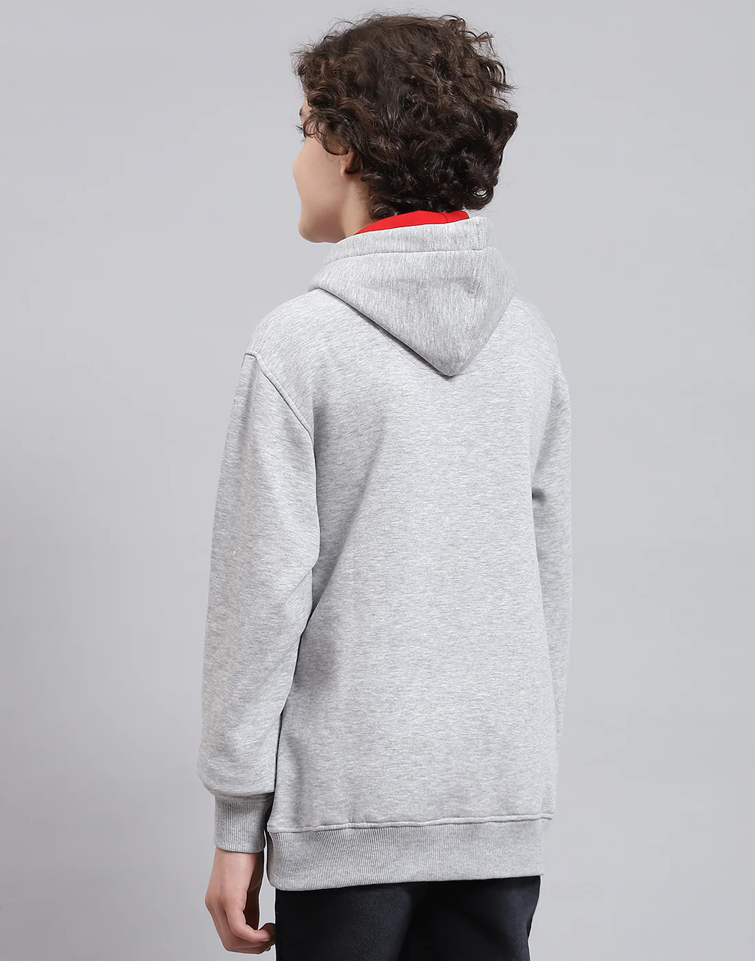 Boys Grey Melange Printed Round Neck Full Sleeve Sweatshirt - Image 5