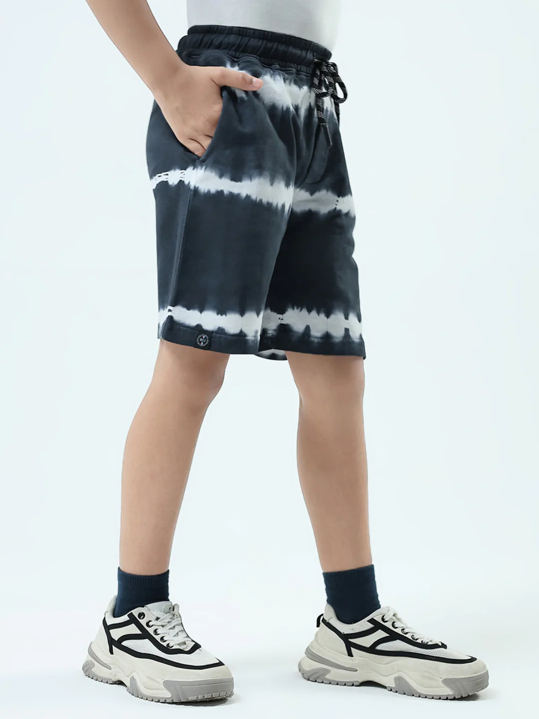 Boys Grey Printed Regular Fit Bermuda - Image 4