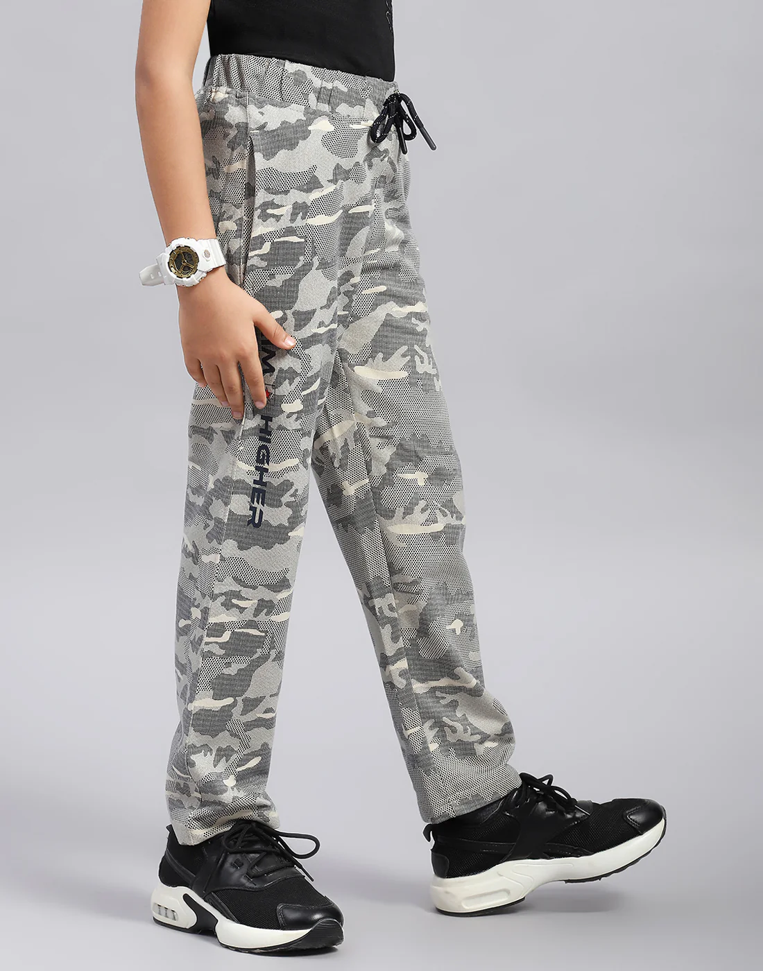 Boys Grey Printed Regular Fit Lower - Image 4
