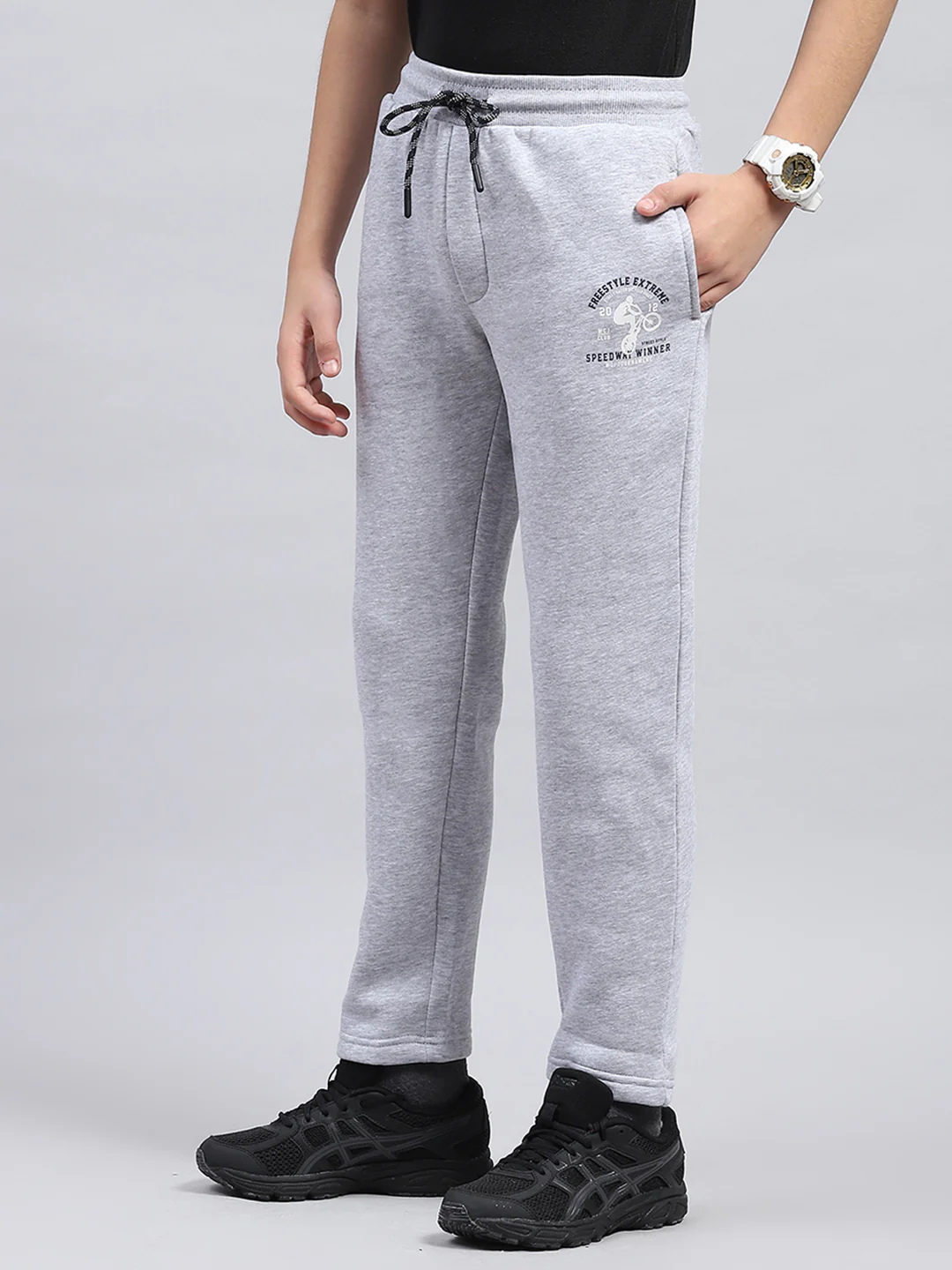 Boys Grey Printed Regular Fit Lower - Image 3