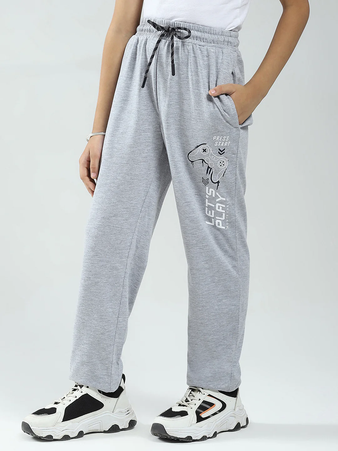 Boys Grey Printed Regular Fit Lower - Image 3