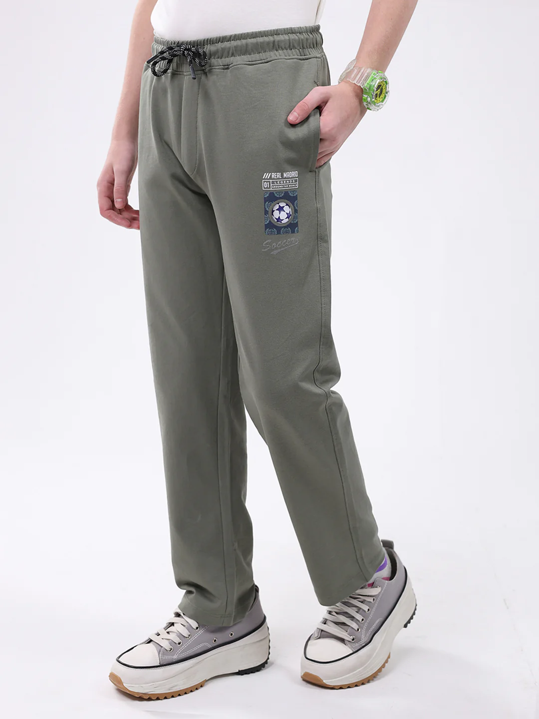 Boys Grey Printed Regular Fit Lower - Image 3