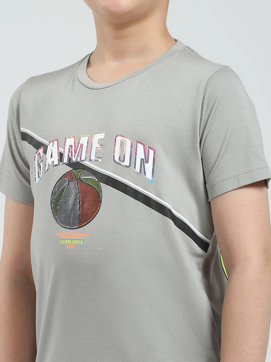 Boys Grey Printed Round Neck Half Sleeve T-Shirt - Image 7