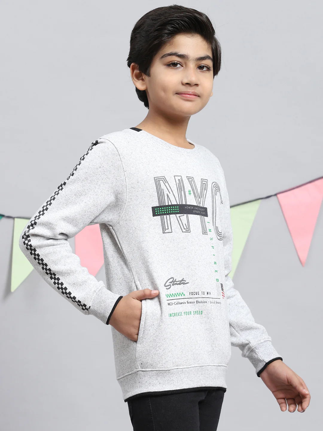 Boys Grey Printed Sweatshirt - Image 2