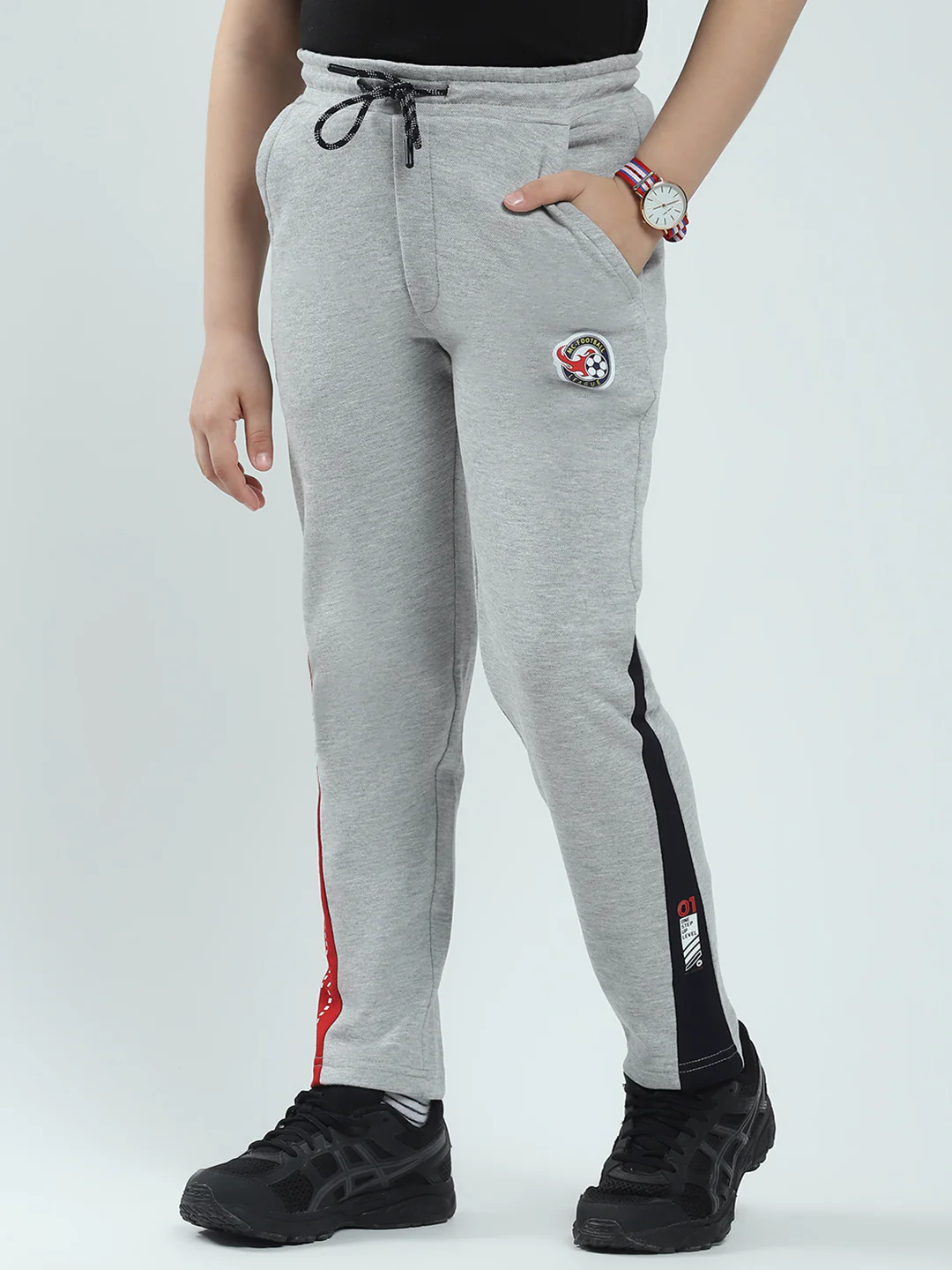 Boys Grey Solid Regular Fit Lower - Image 3