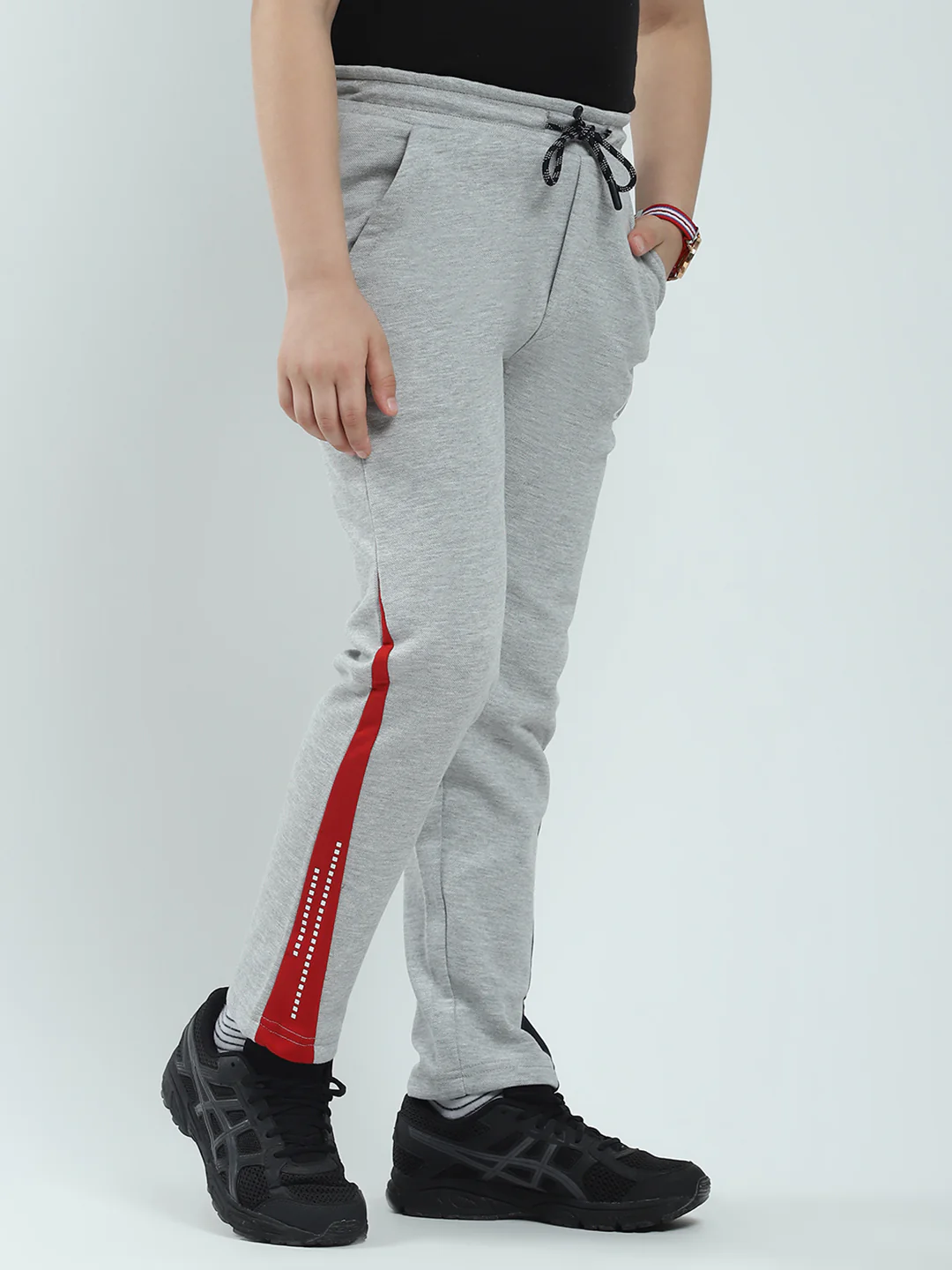 Boys Grey Solid Regular Fit Lower - Image 4
