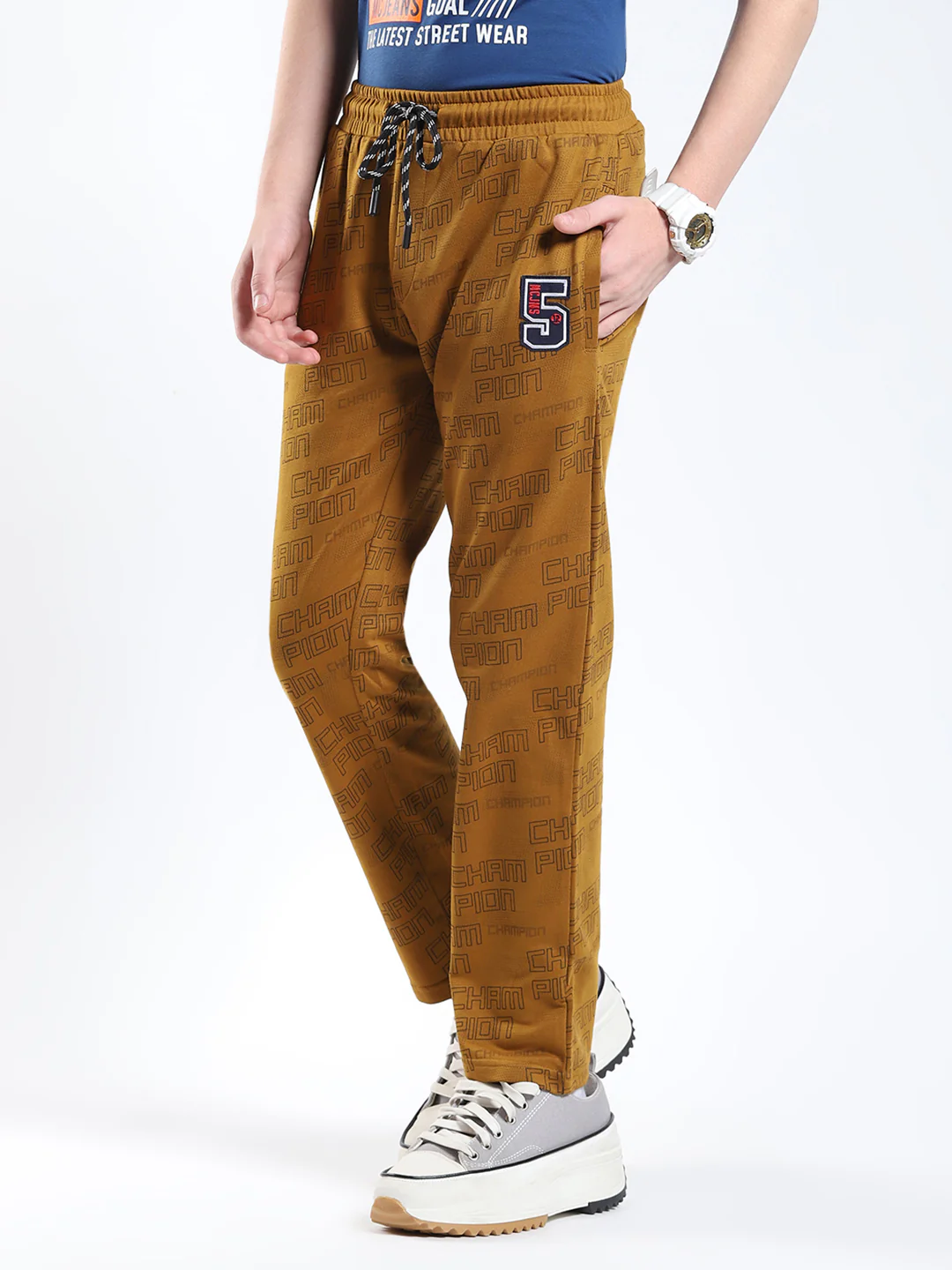 Boys Khaki Printed Regular Fit Lower - Image 3