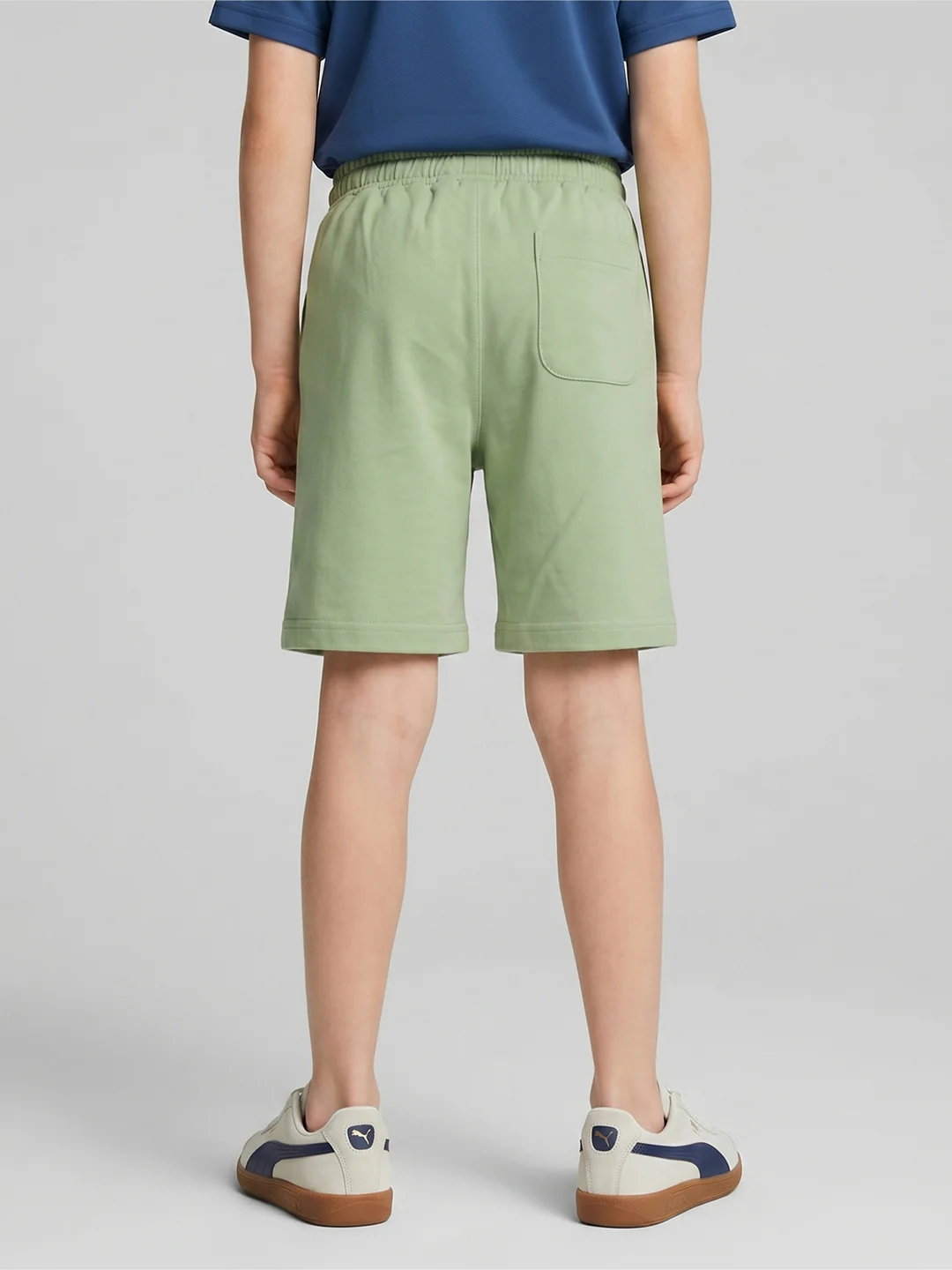 Boys Light Green Solid Regular Fit Shorts - Image 4