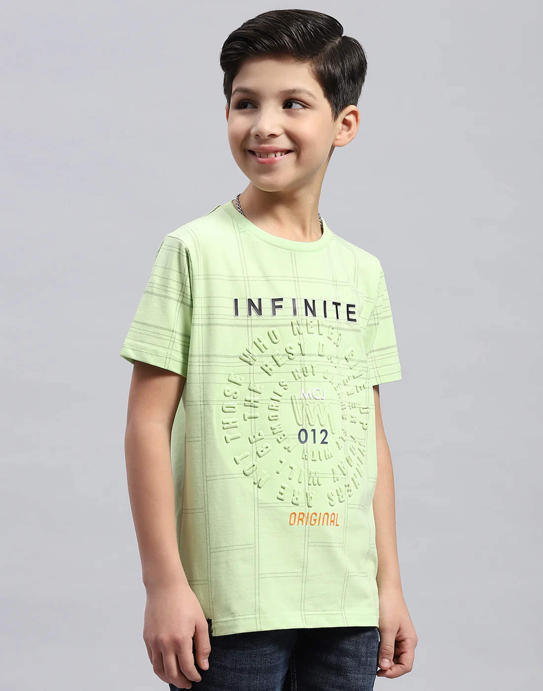 Boys Lime Green Printed Round Neck Half Sleeve T-Shirt - Image 4