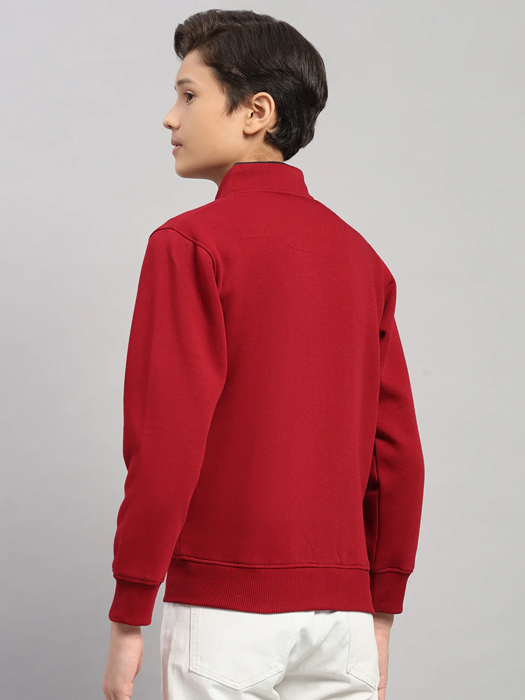 Boys Maroon Printed Turtle Neck Full Sleeve Sweatshirt - Image 5