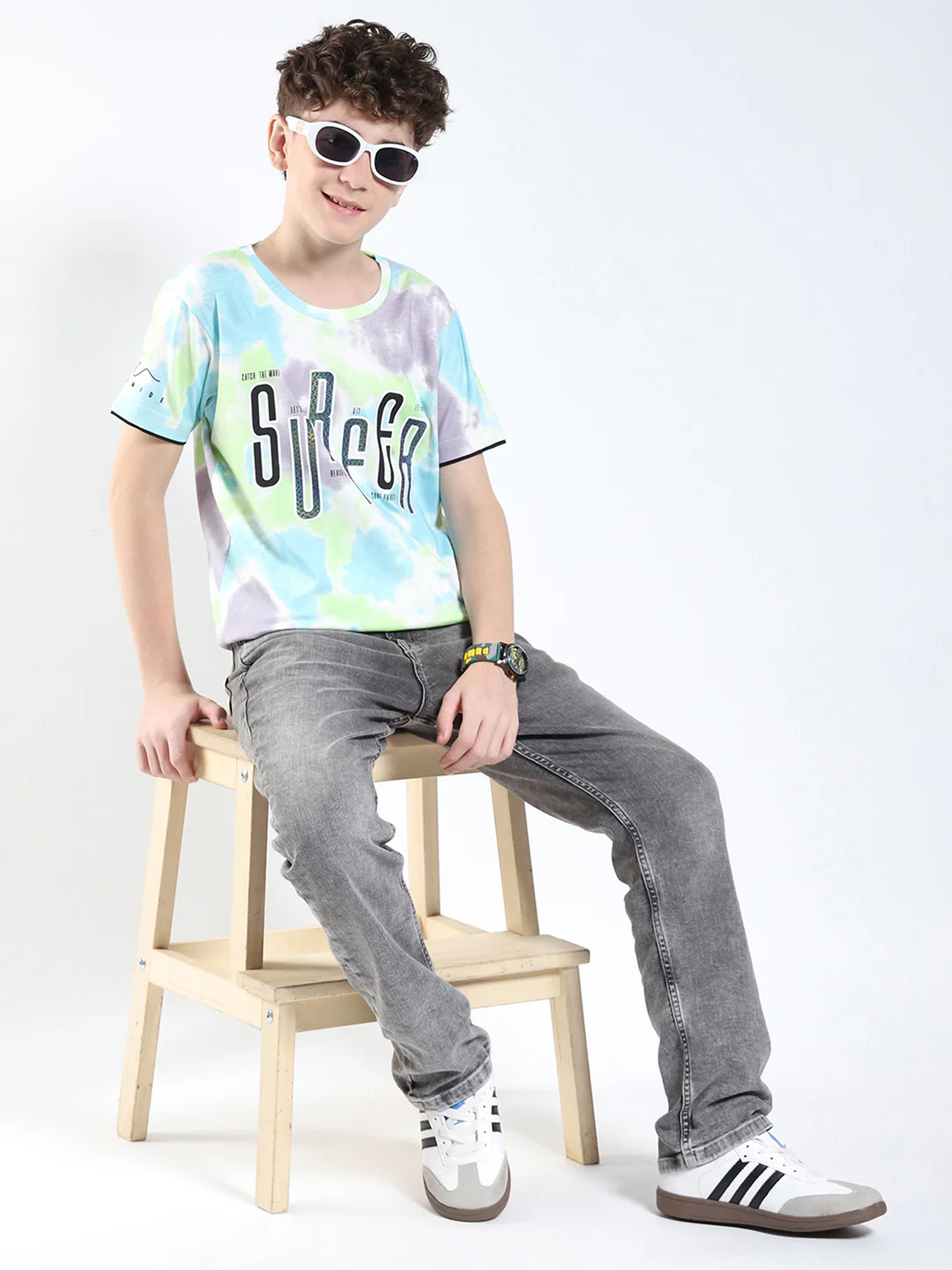 Boys Multicolor Printed Round Neck Half Sleeve T-Shirt - Image 2