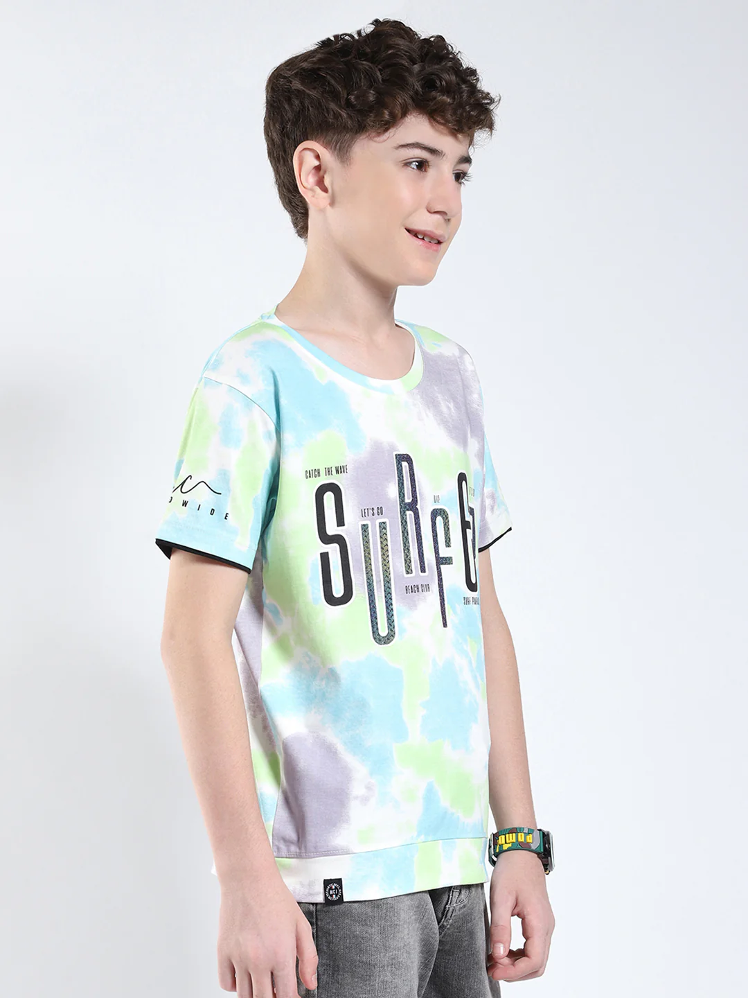 Boys Multicolor Printed Round Neck Half Sleeve T-Shirt - Image 6