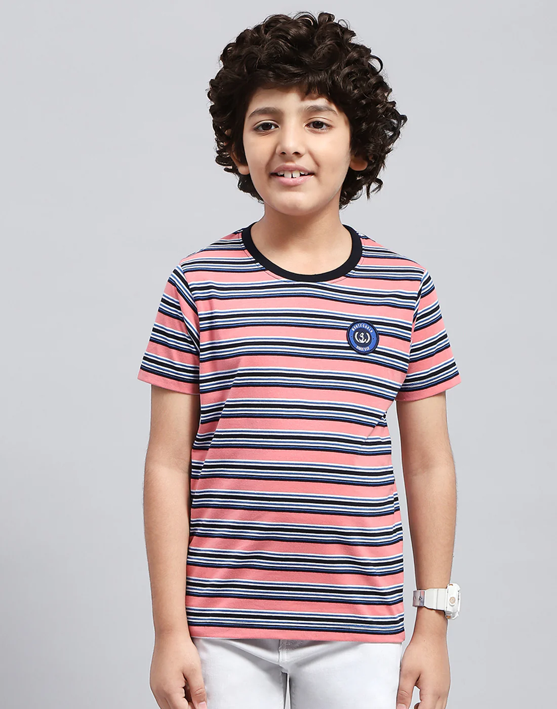 Boys Multicolor Stripe Round Neck Half Sleeve T-Shirt (Pack of 3) - Image 4