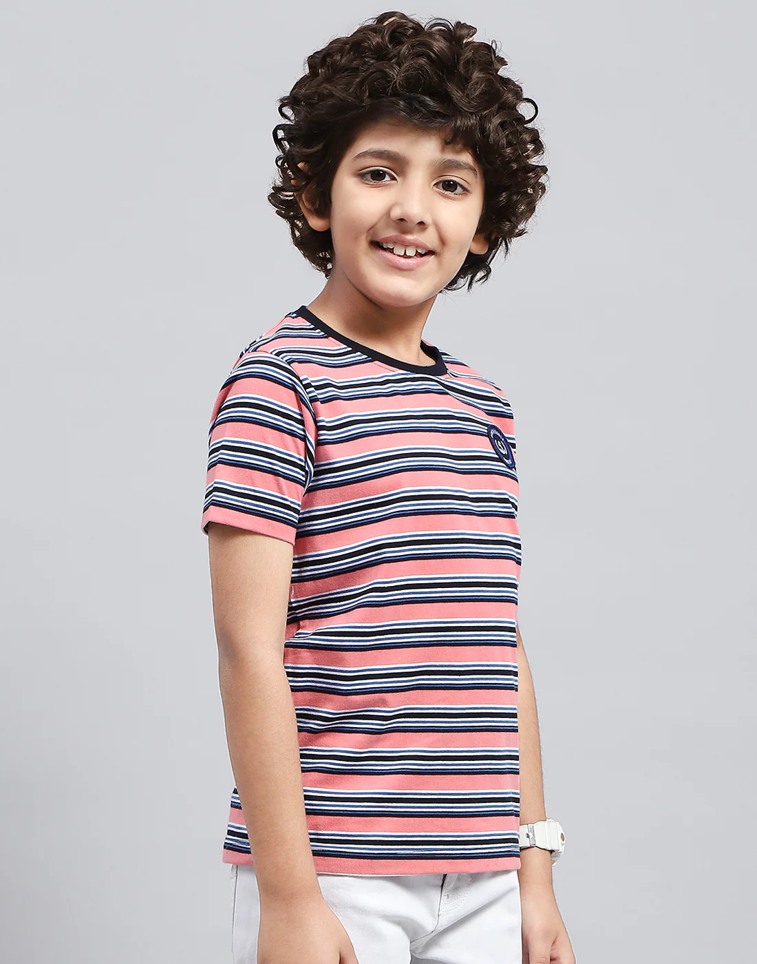 Boys Multicolor Stripe Round Neck Half Sleeve T-Shirt (Pack of 3) - Image 6