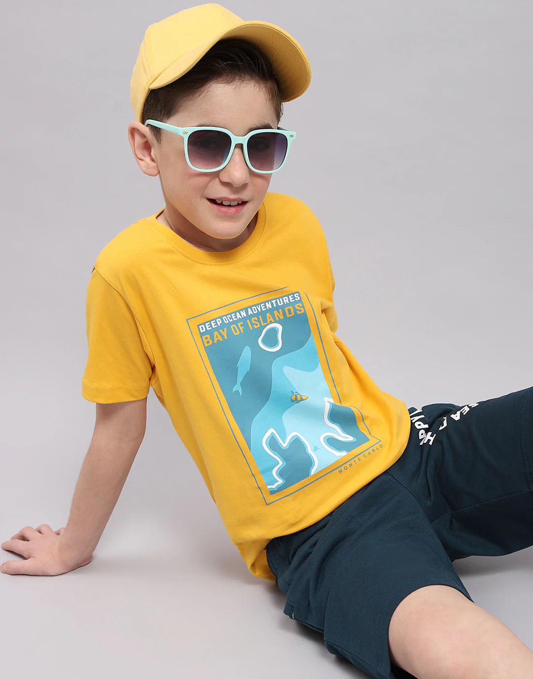 Boys Mustar & Aqua Blue Printed Round Neck Half Sleeve T-Shirt (Pack of 2) - Image 7