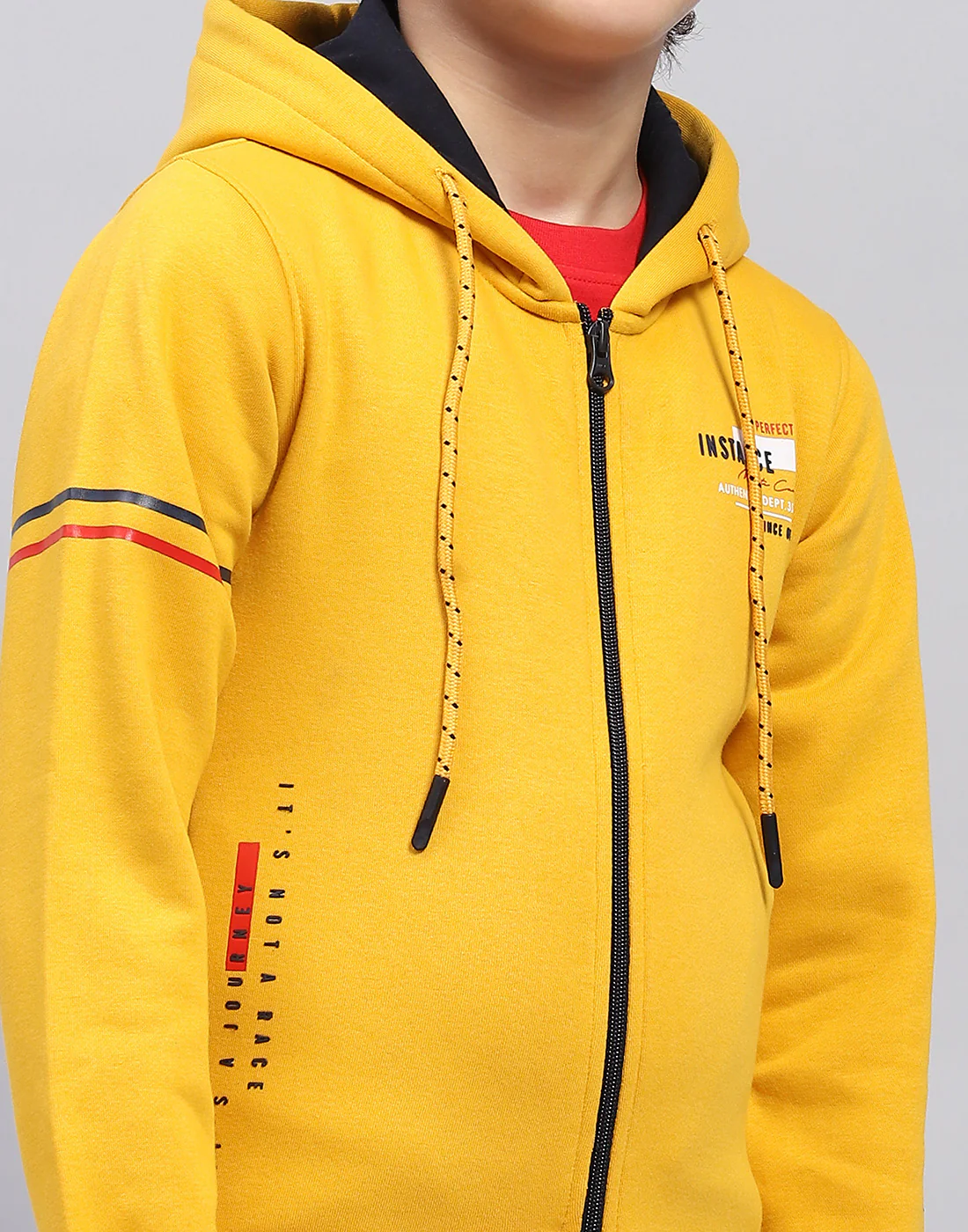 Boys Mustard Printed Hooded Full Sleeve Sweatshirt - Image 6