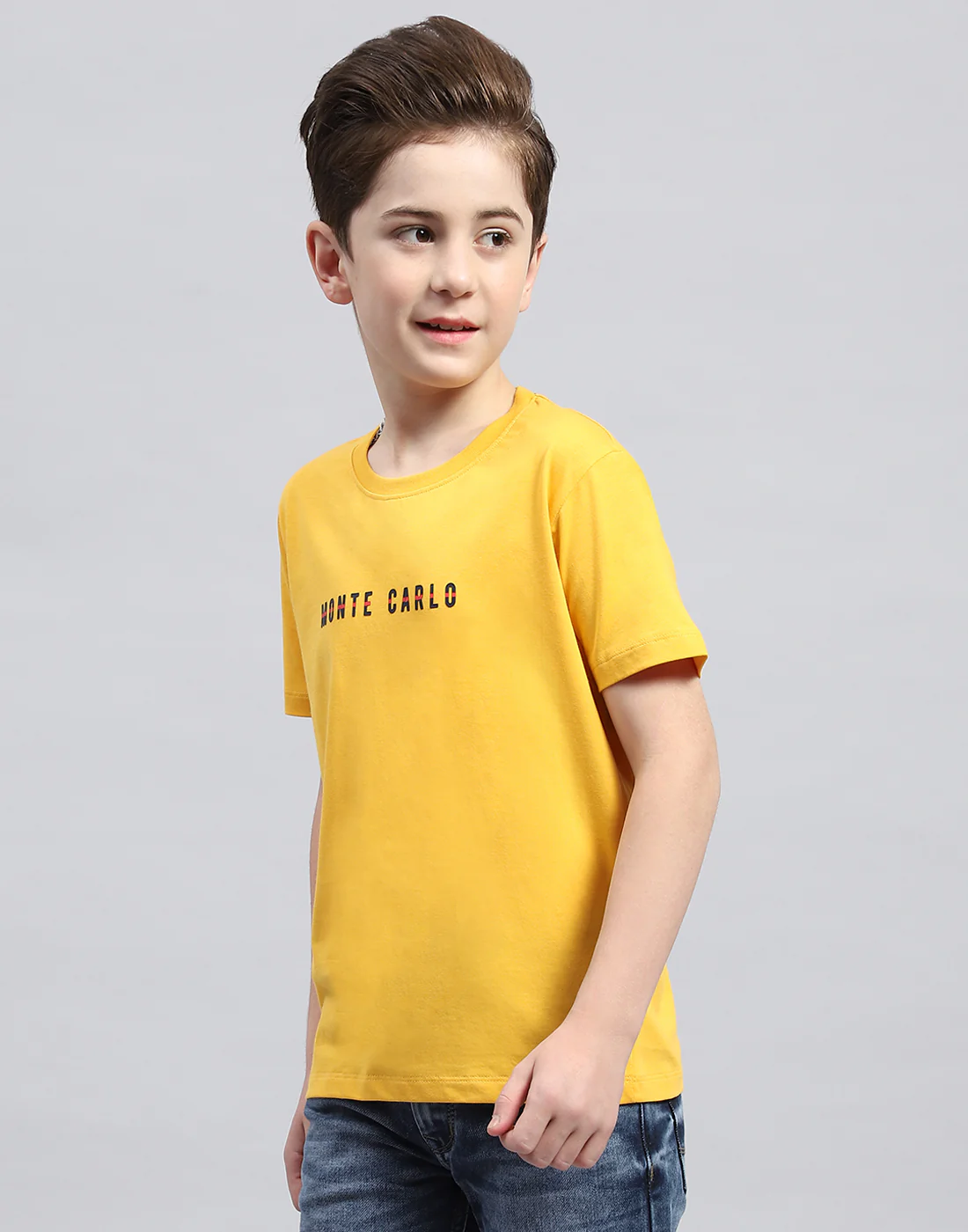 Boys Mustard Printed Round Neck Half Sleeve T-Shirt - Image 3