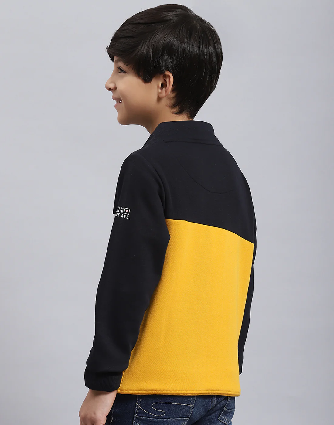Boys Mustard Solid F Neck Full Sleeve Sweatshirt - Image 6