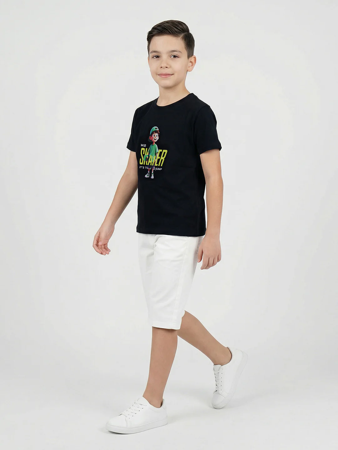 Boys Navy Blue & Green Printed Round Neck Half Sleeve T-Shirt (Pack of 2) - Image 9