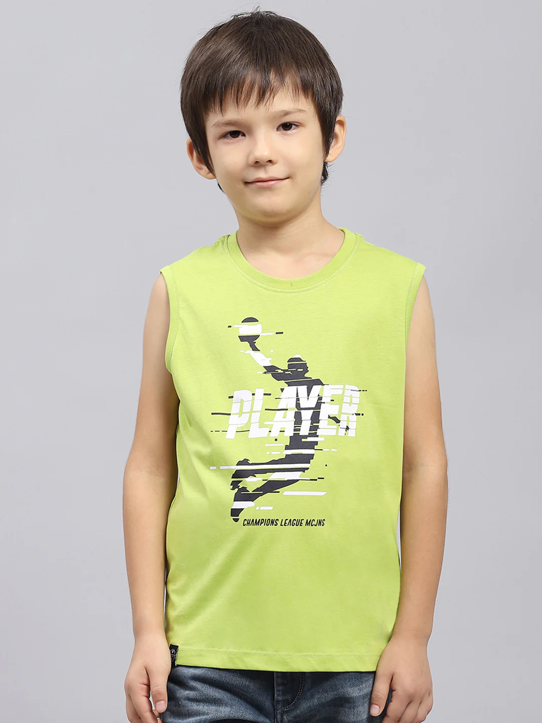 Boys Navy Blue & Green Printed Round Neck Sleeveless T-Shirt (Pack of 2) - Image 6