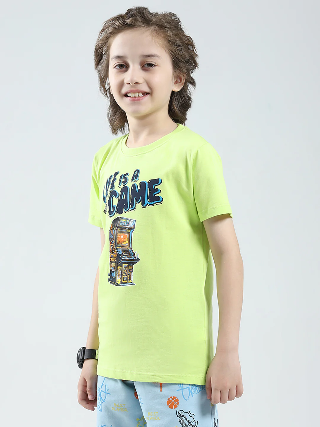 Boys Navy Blue & Green Printed Round Neck Half Sleeve T-Shirt (Pack of 2) - Image 8
