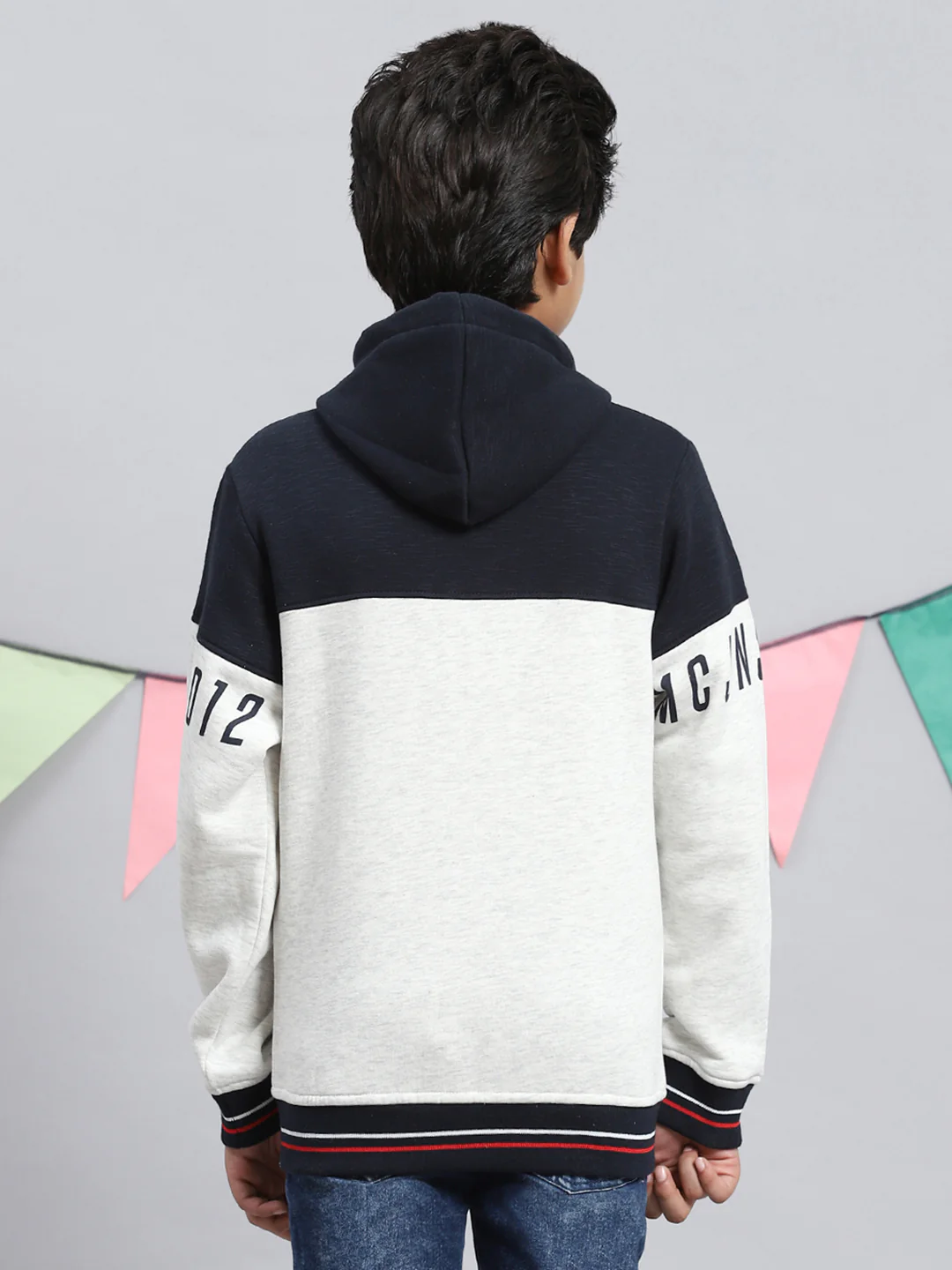 Boys Navy Blue & Grey Printed Sweatshirt - Image 4