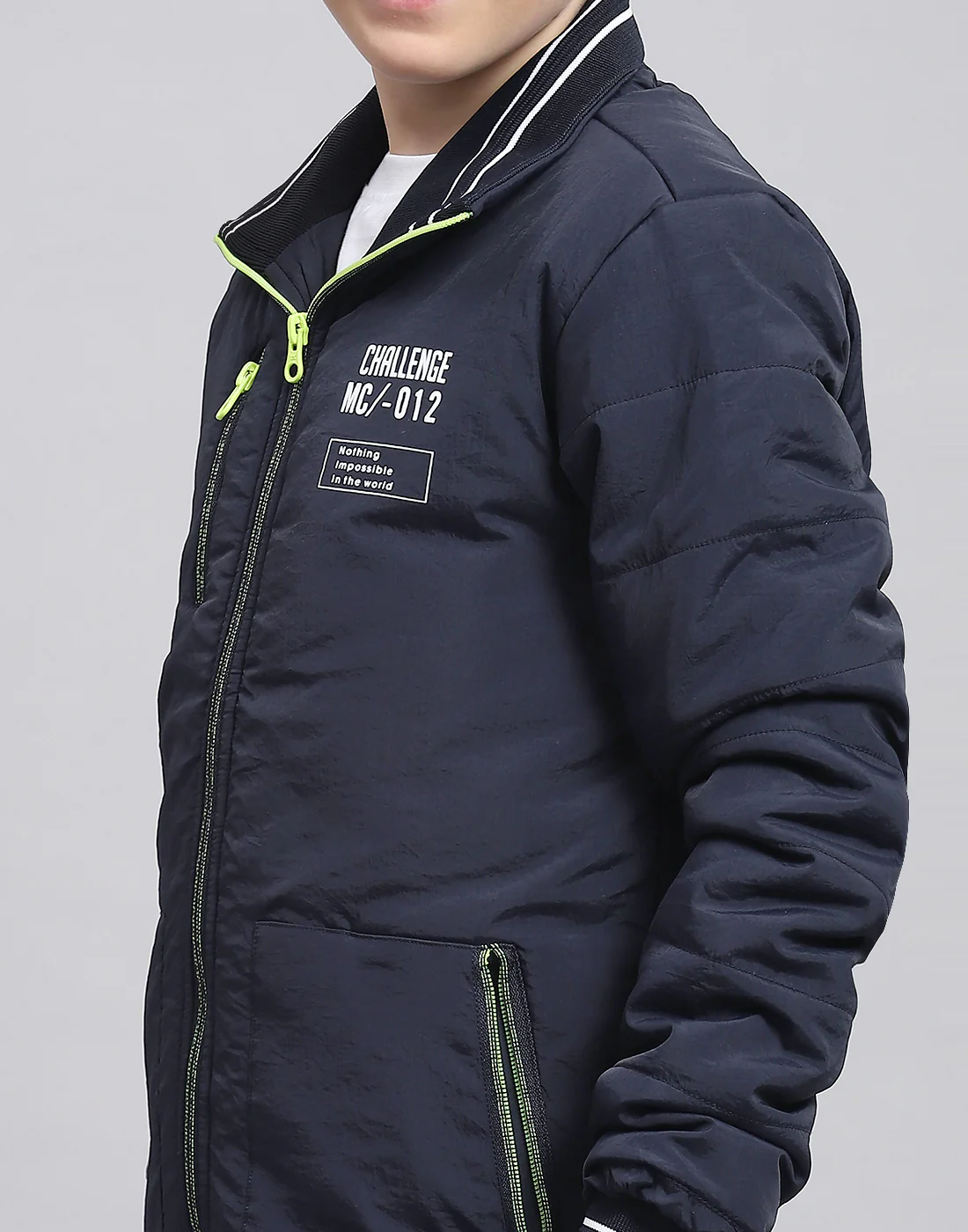 Boys Navy Blue Printed Collar Full Sleeve Boys Jacket - Image 6