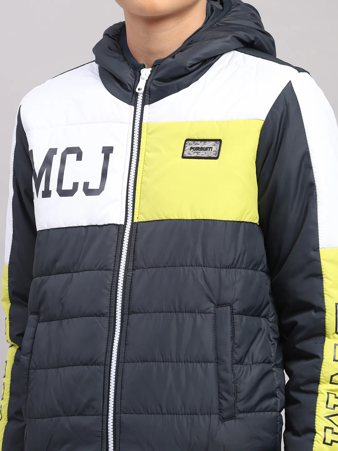 Boys Navy Blue Printed Hooded Full Sleeve Jacket - Image 6