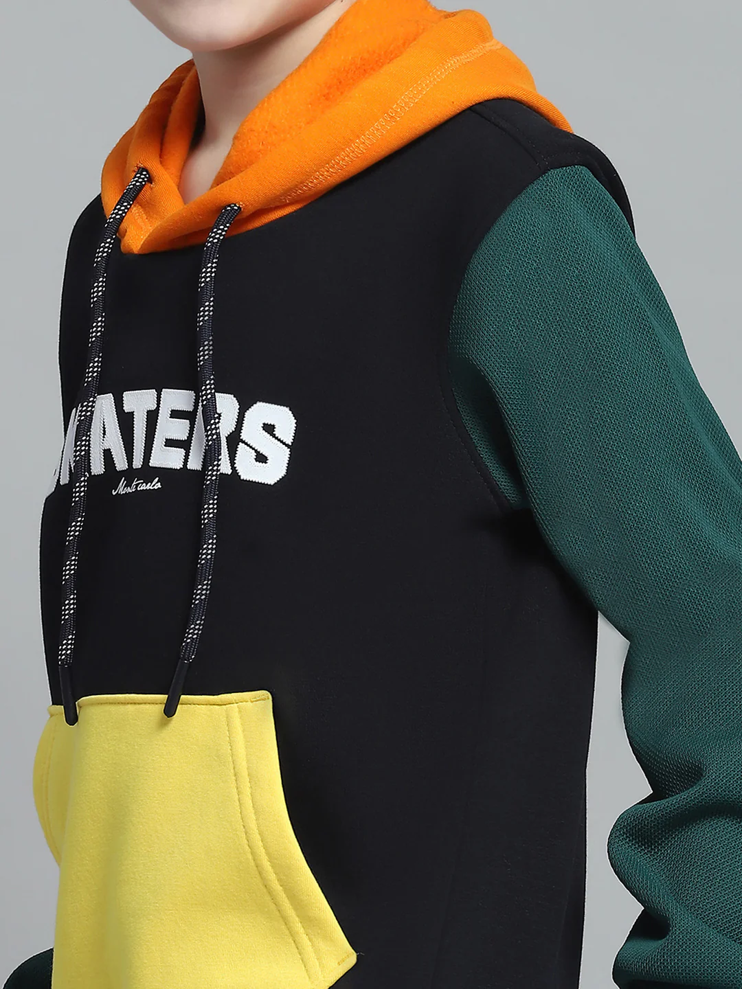 Boys Navy Blue Printed Hooded Full Sleeve Sweatshirt - Image 6