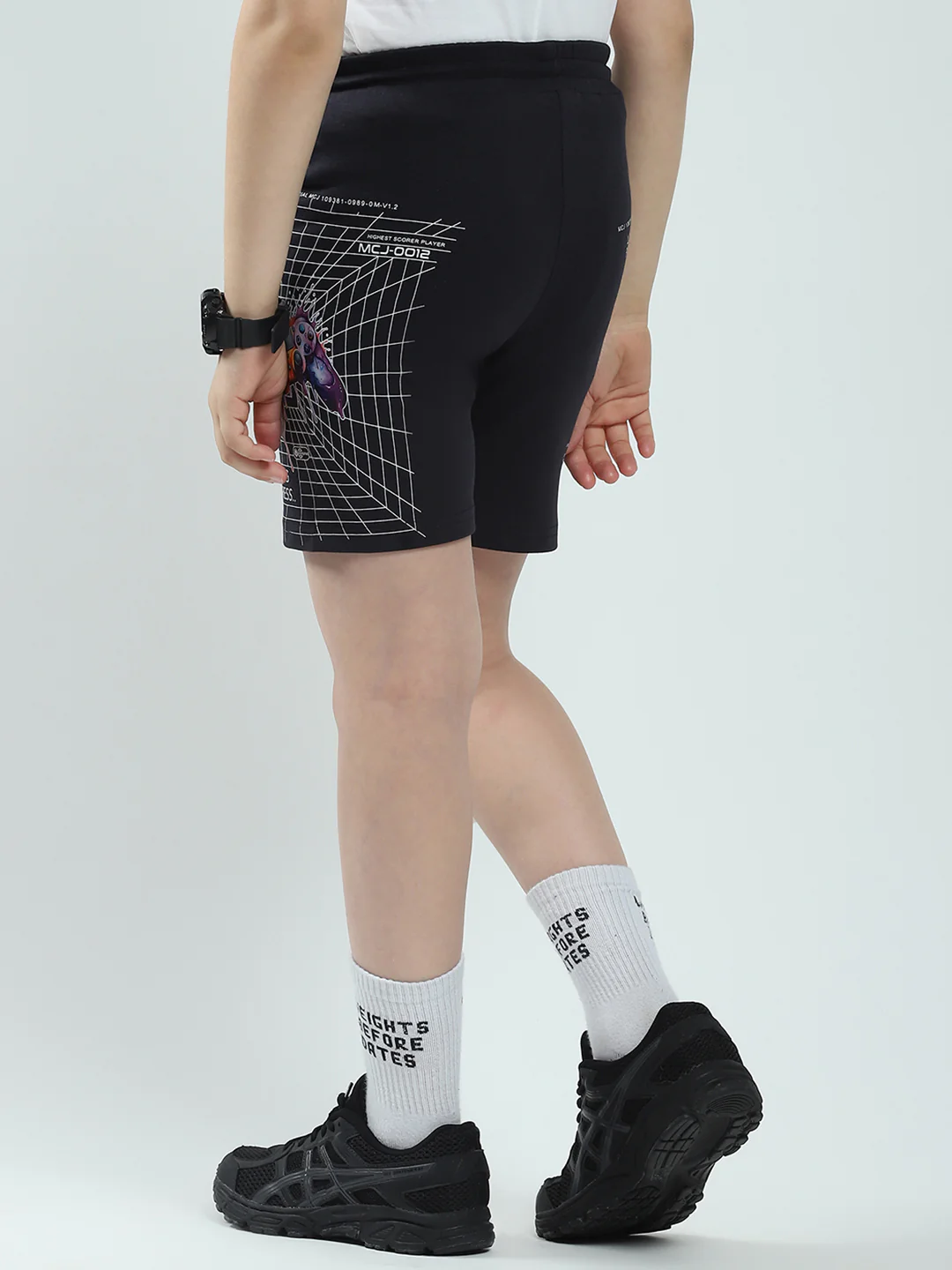 Boys Navy Blue Printed Regular Fit Bermuda - Image 5