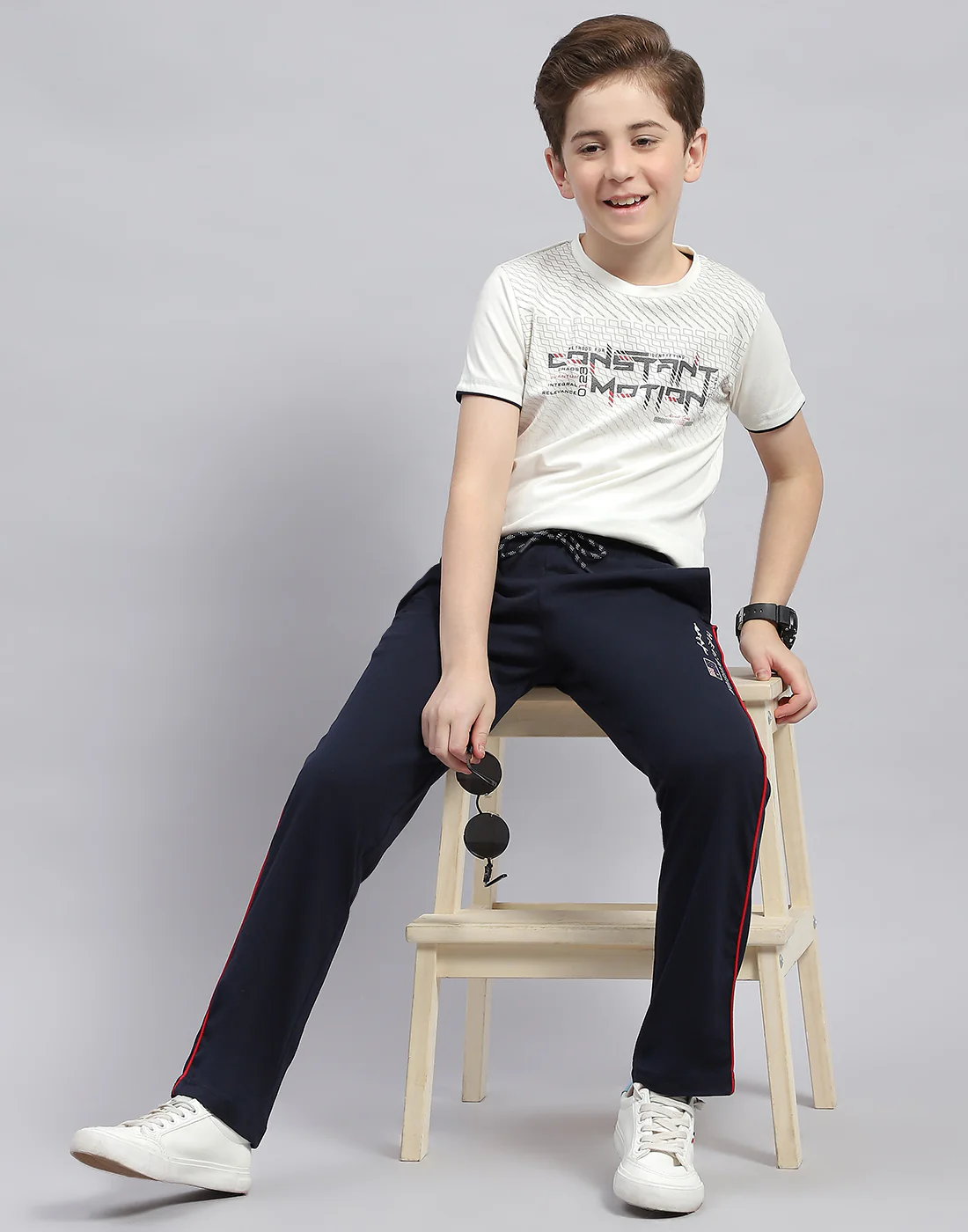 Boys Navy Blue Printed Regular Fit Lower - Image 2
