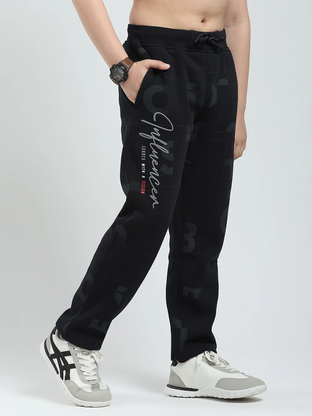 Boys Navy Blue Printed Regular Fit Lower - Image 4