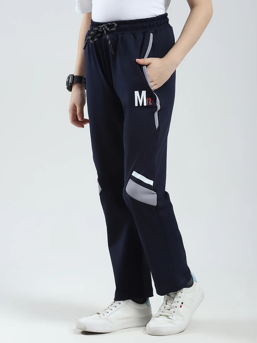 Boys Navy Blue Printed Regular Fit Lower - Image 3