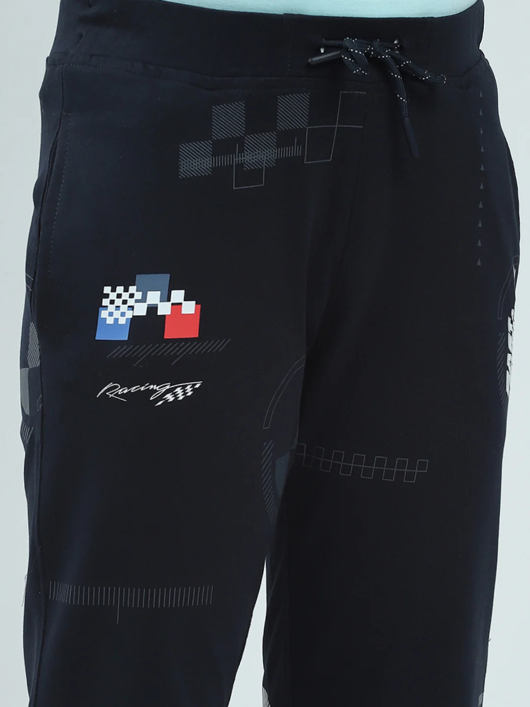 Boys Navy Blue Printed Regular Fit Lower - Image 6