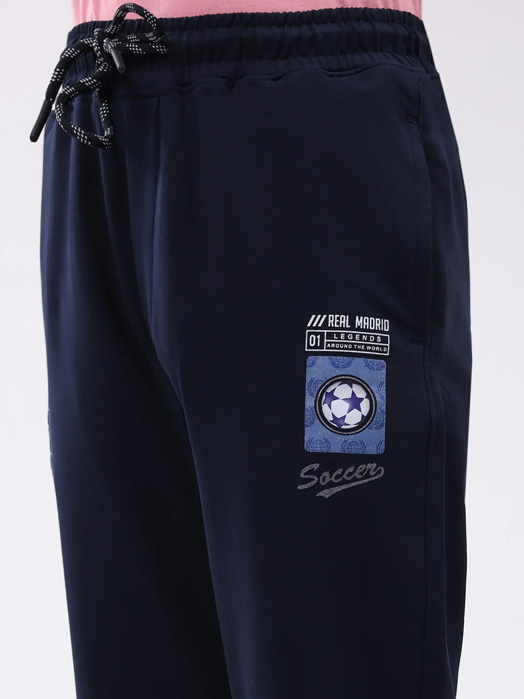 Boys Navy Blue Printed Regular Fit Lower - Image 6