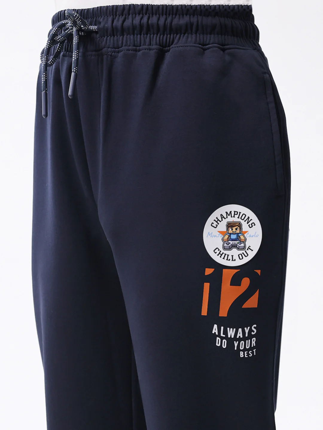 Boys Navy Blue Printed Regular Fit Lower - Image 6