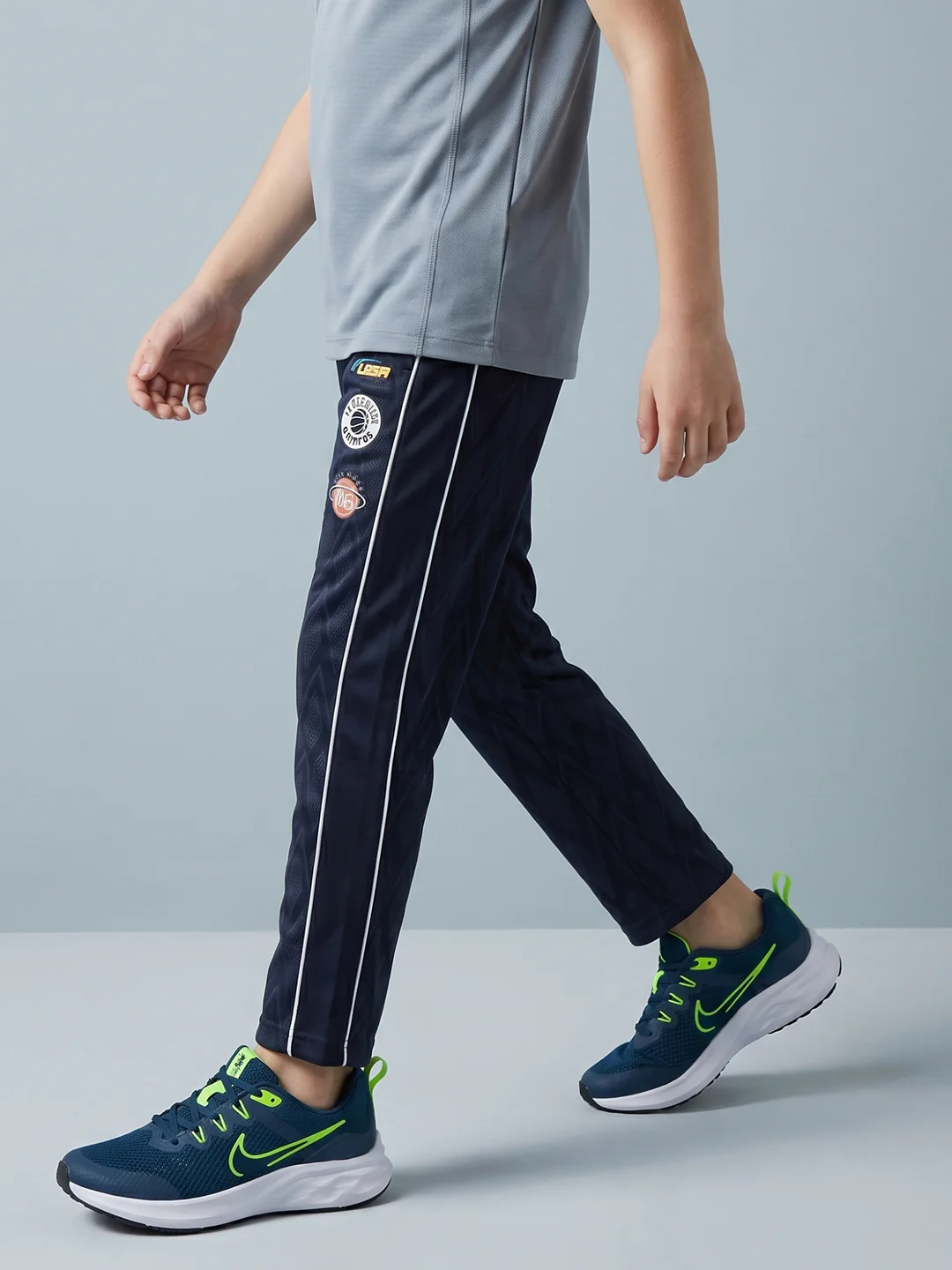 Boys Navy Blue Printed Regular Fit Lower - Image 3