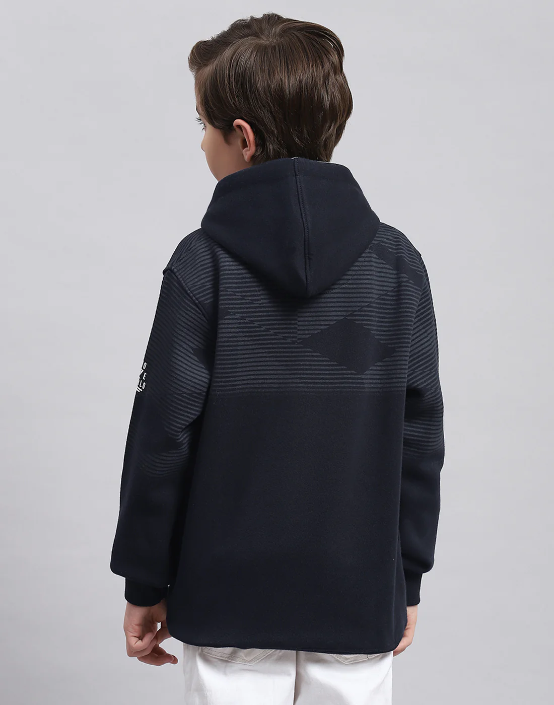 Boys Navy Blue Printed Round Neck Full Sleeve Sweatshirt - Image 5