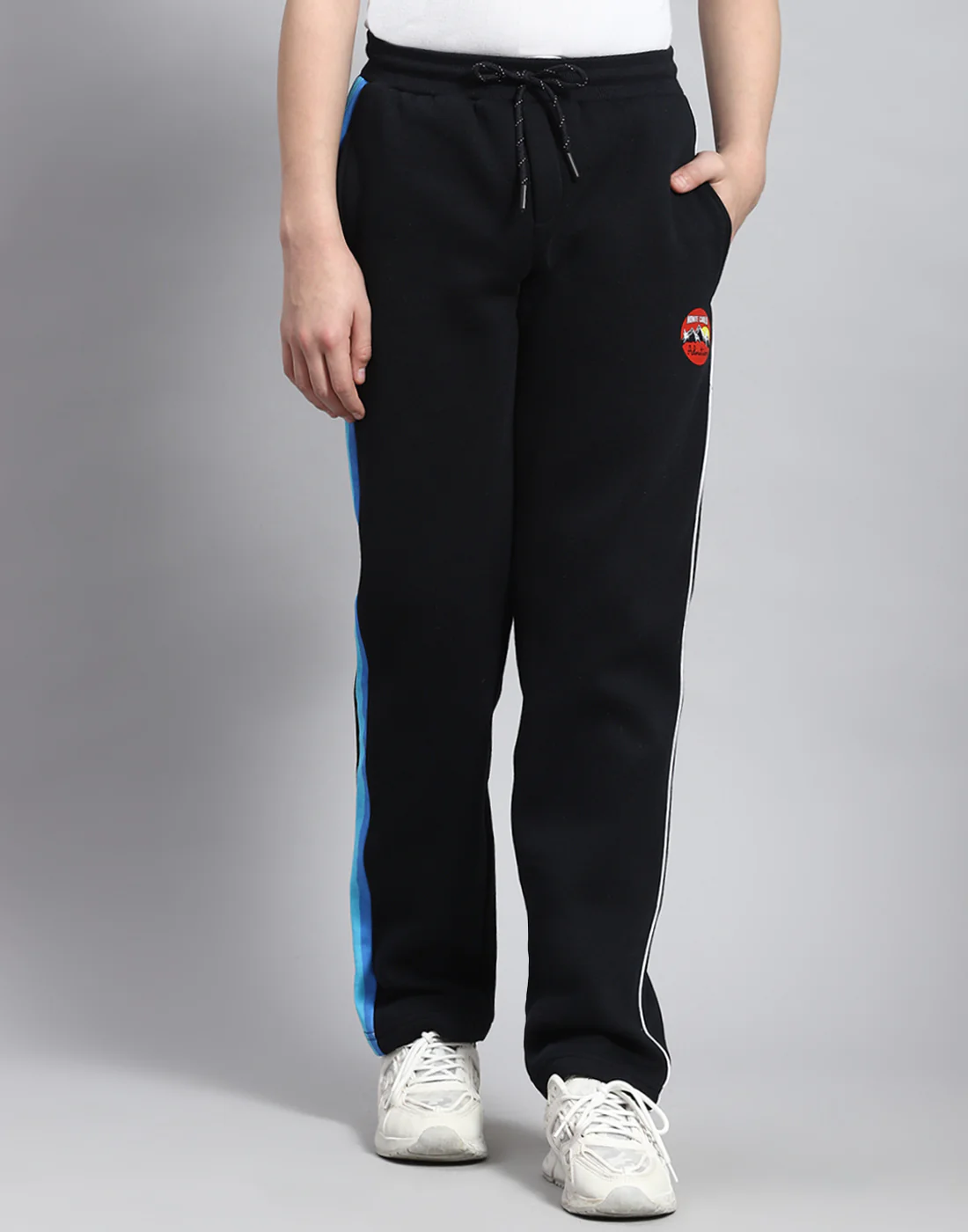 Boys Navy Blue Printed Round Neck Full Sleeve Tracksuit - Image 7