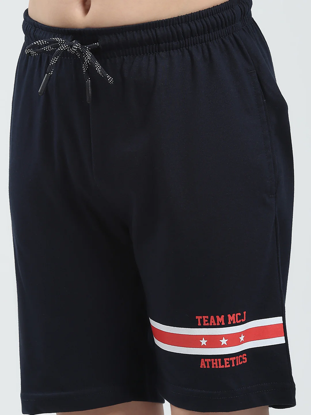 Boys Navy Blue Printed Round Neck Half Sleeve Bermuda Set - Image 9