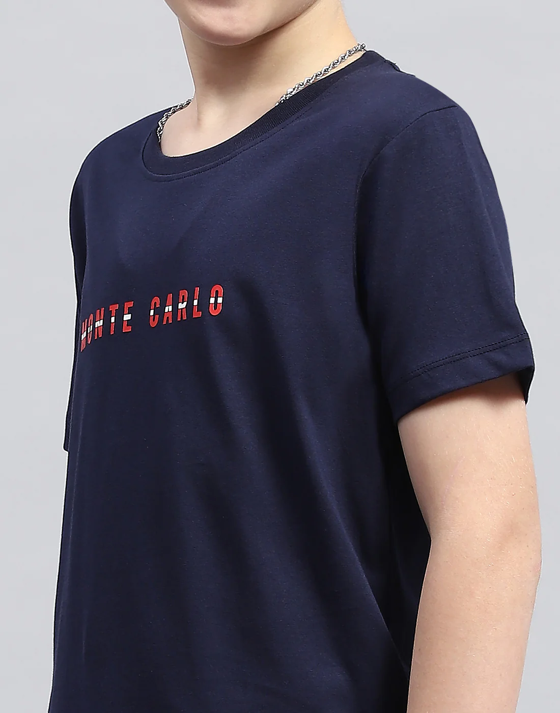 Boys Navy Blue Printed Round Neck Half Sleeve T-Shirt - Image 6