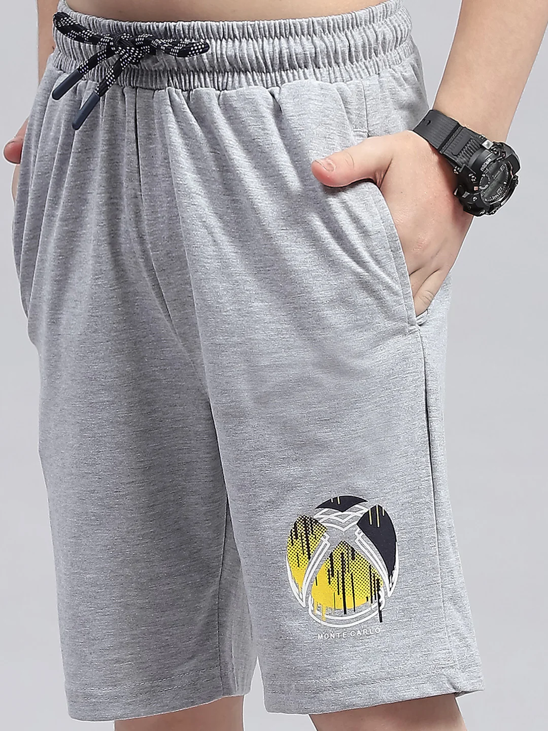 Boys Navy Blue & Grey Printed Round Neck Half Sleeve Bermuda Set - Image 8
