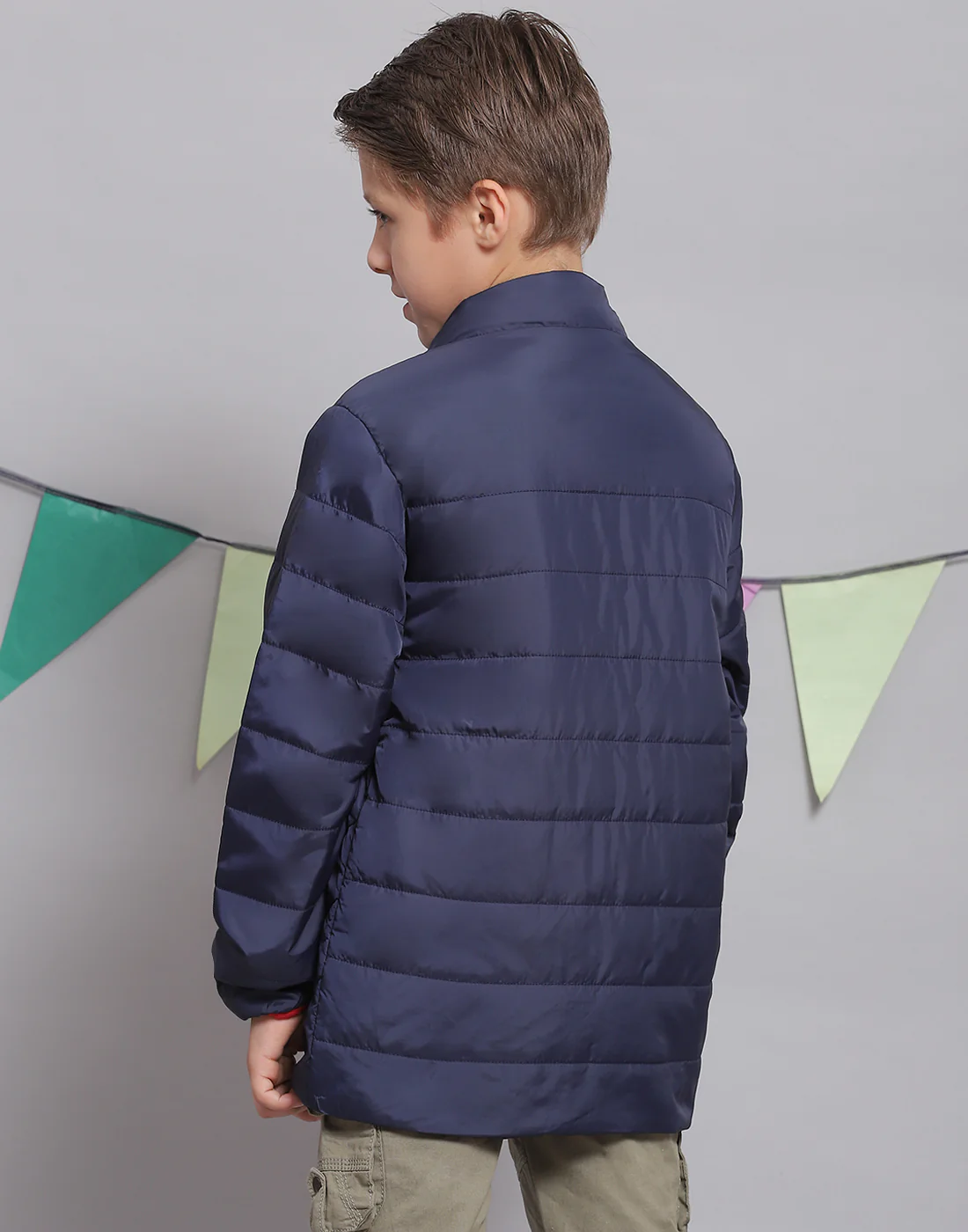 Boys Navy Blue Solid Hooded Full Sleeve Boys Jacket - Image 6