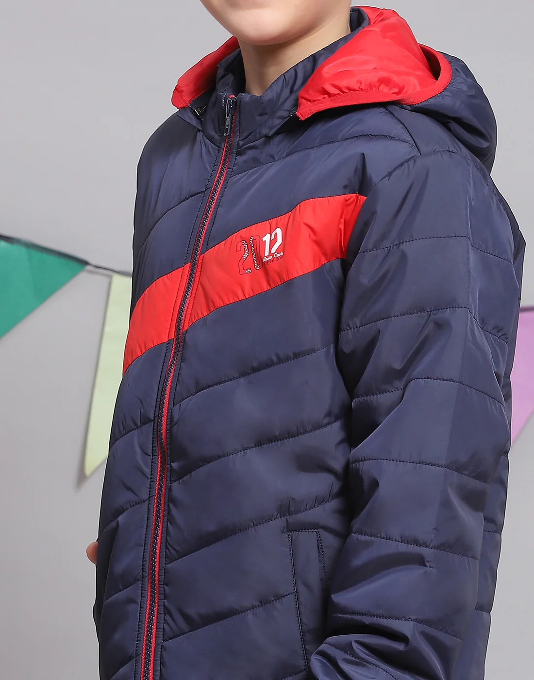 Boys Navy Blue Solid Hooded Full Sleeve Boys Jacket - Image 7